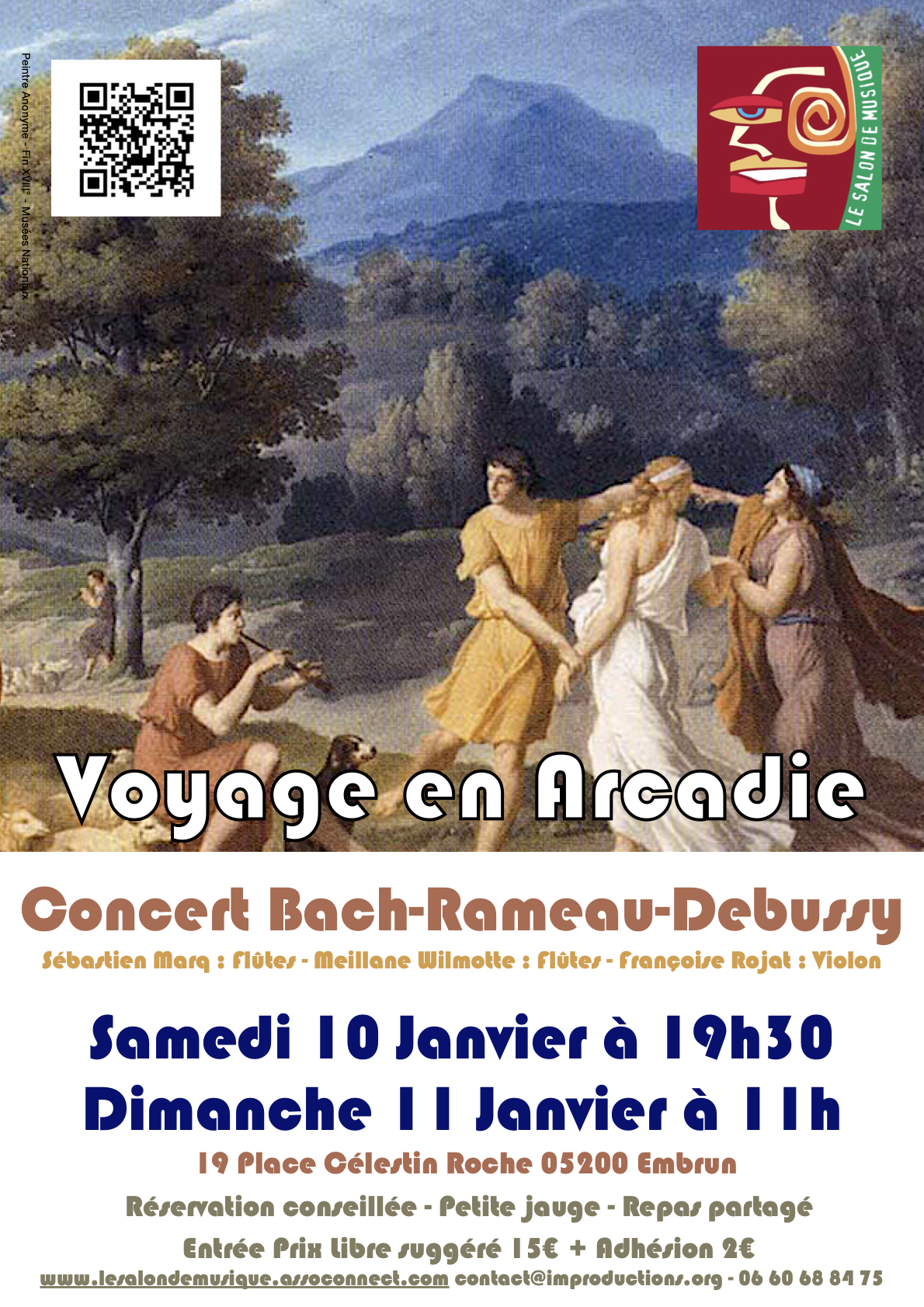 Concert Bach, Rameau et Debussy "Voyage en Arcadie" EMBRUN