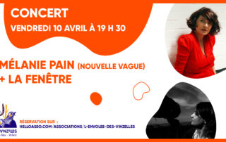 Concert : Mélanie Pain + La Fenêtre © lesvinzelles