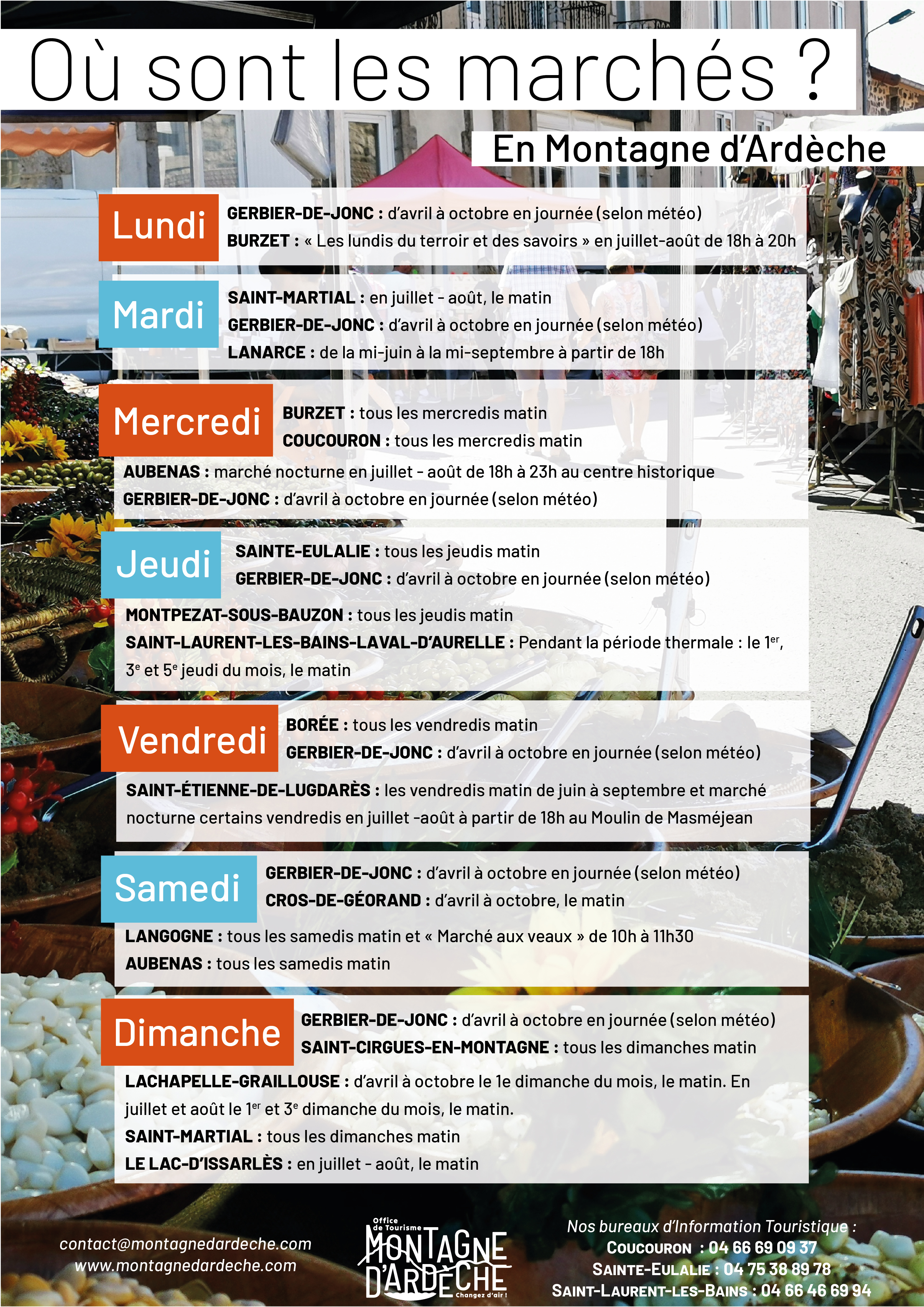 liste des marchés en montagne d'ardèche et alentours